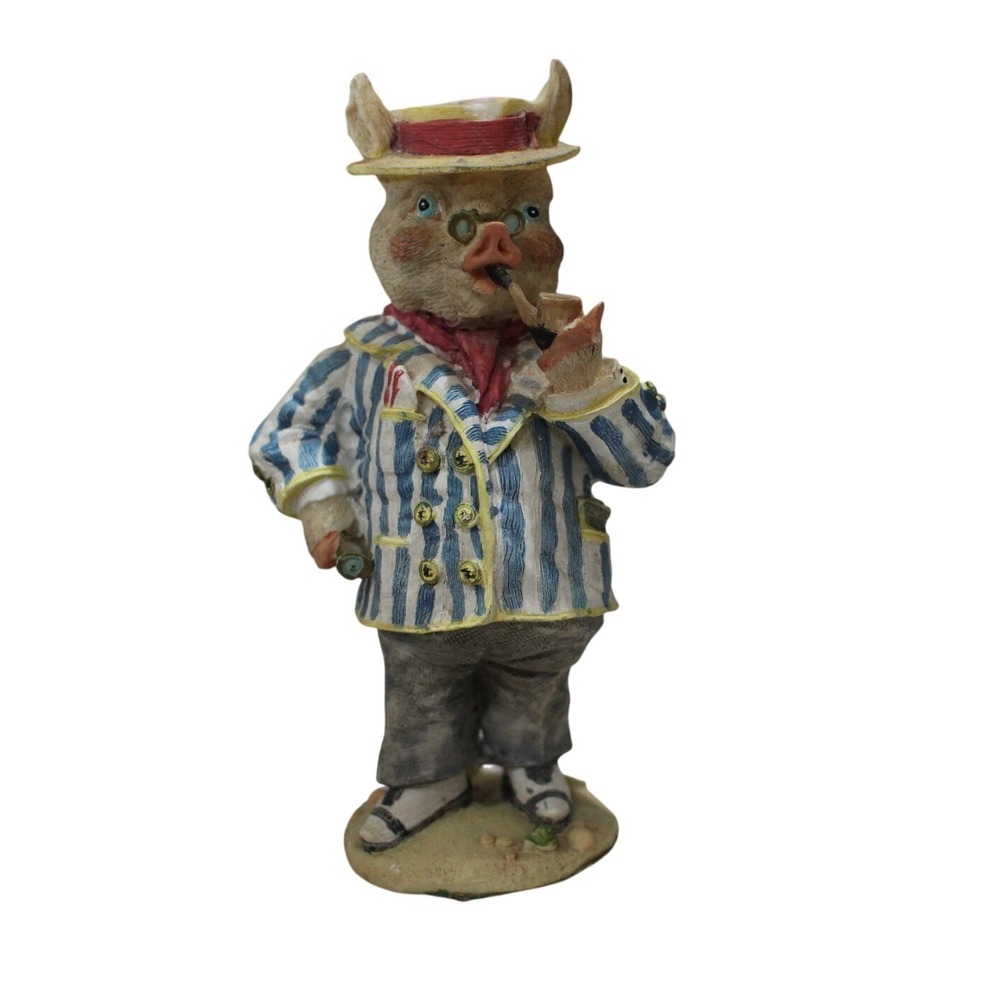 Victor Bacon Pig Figurine‎ 1993 International Resourcing VA07 Pipe Gentleman